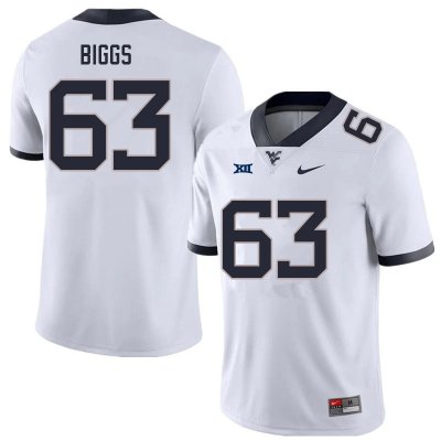 Men's West Virginia Mountaineers NCAA #63 Bryce Biggs White Authentic Nike Stitched College Football Jersey BN15B54ZX